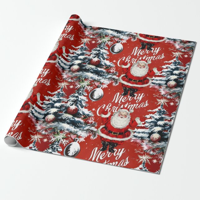 Retro Vintage Christmas: Mid Century Yuletide Wrapping Paper (Unrolled)
