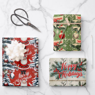 Retro Vintage Christmas: Mid Century Yuletide Wrapping Paper Sheet