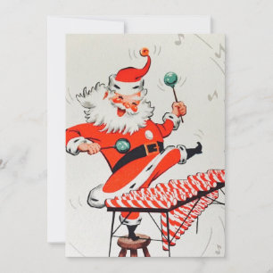 Retro Vintage Christmas Musical Playing Santa Holiday Card