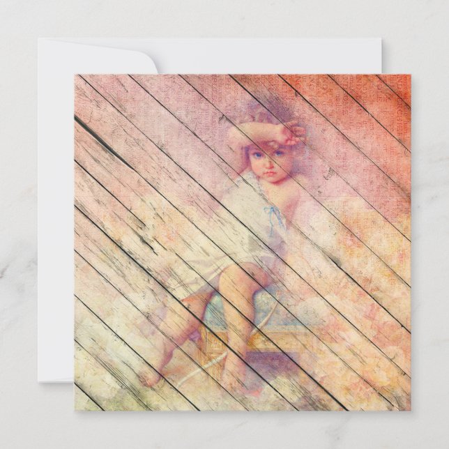 Retro | Vintage Christmas On Vintage Wood Holiday Card (Front)