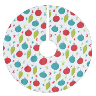 Retro Vintage Christmas Ornaments Patterned Brushed Polyester Tree Skirt