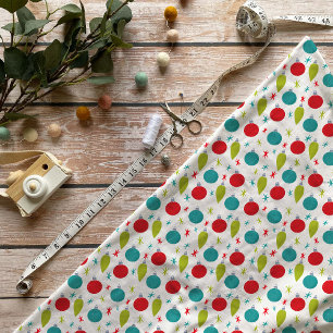 Retro Vintage Christmas Ornaments Patterned Fabric