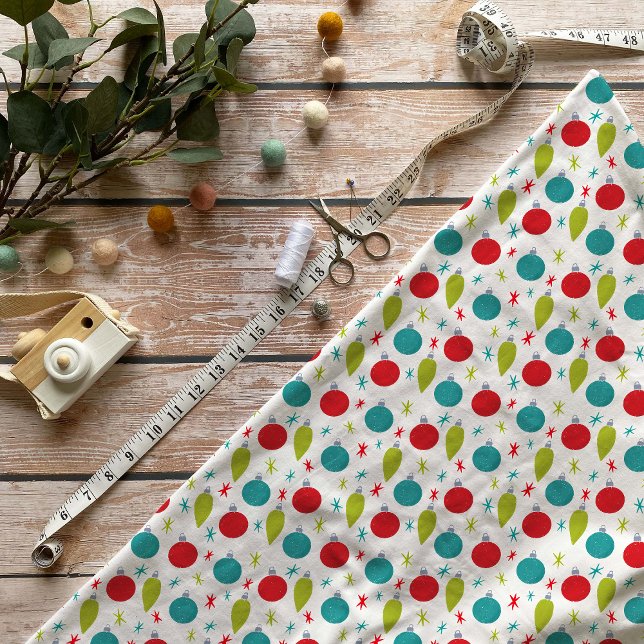 Retro Vintage Christmas Ornaments Patterned Fabric (Creator Uploaded)