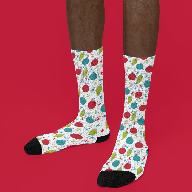 Retro Vintage Christmas Ornaments Patterned Socks (Creator Uploaded)