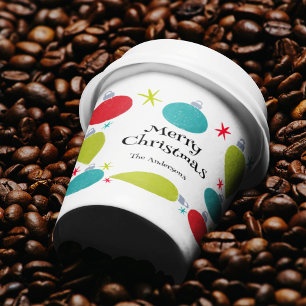Retro Vintage Christmas Ornaments Personalised Paper Cups