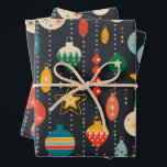 Retro Vintage Christmas Ornaments  Wrapping Paper Sheet<br><div class="desc">Christmas ornaments</div>
