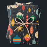 Retro Vintage Christmas Ornaments  Wrapping Paper Sheet<br><div class="desc">Christmas ornaments</div>