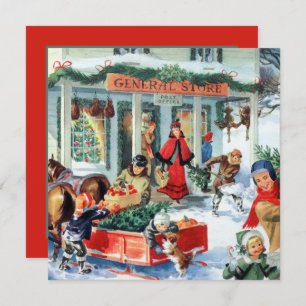 retro vintage Christmas party Invitation