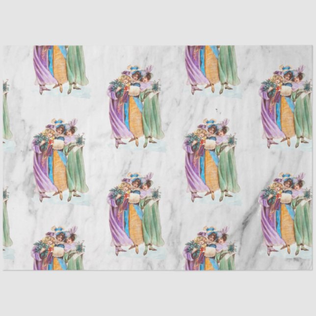 Retro Vintage Christmas Party Ladies   Tissue Paper (Front)