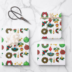 Retro Vintage Christmas Pattern Santa claus Wrappi Wrapping Paper Sheet