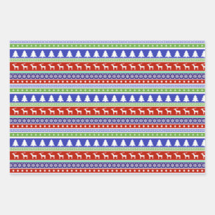Retro Vintage Christmas Pattern Wrapping Paper Sheet