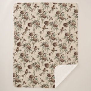 Retro Vintage Christmas Pinecones  Sherpa Blanket