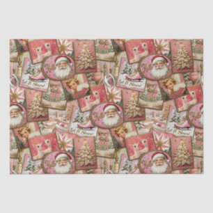 Retro Vintage Christmas: Pink Collage Tissue Paper