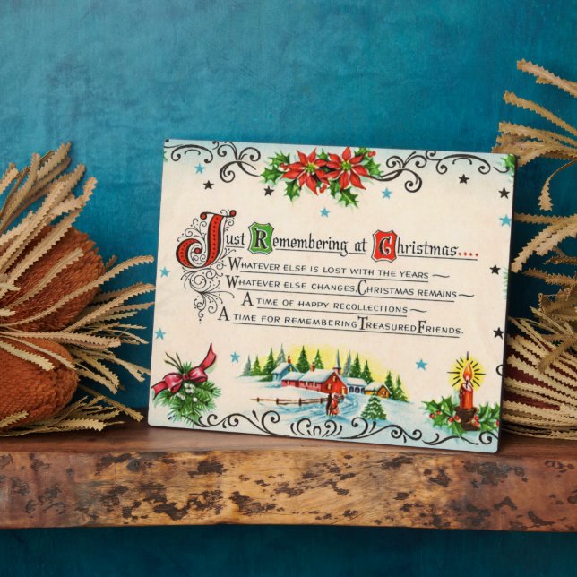 retro vintage Christmas poem Holiday Plaque (Side)