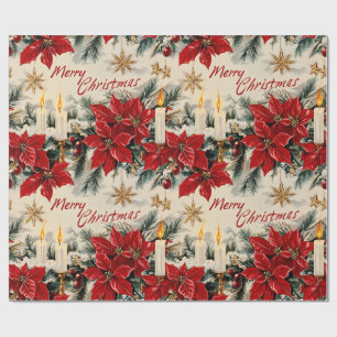 Retro Vintage Christmas: Red & White Holiday Cheer Wrapping Paper
