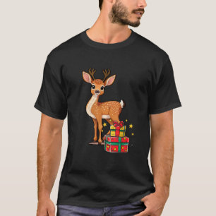 Retro Vintage Christmas Reindeer Baby Deer Cottage T-Shirt