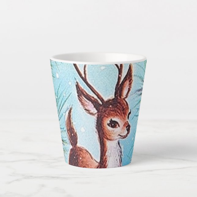 Retro vintage Christmas reindeer Latte Mug (Front)