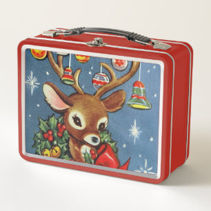 Retro Vintage Christmas reindeer lunch box