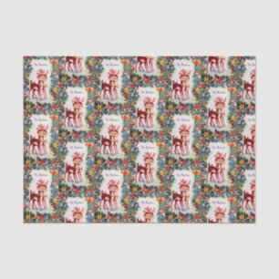 Retro vintage Christmas reindeer party tissue Tissue Paper