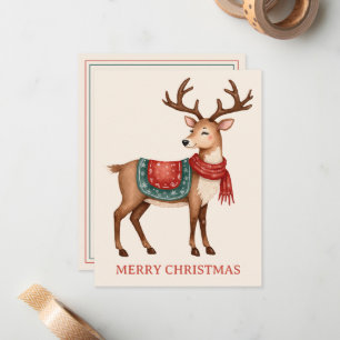 Retro Vintage Christmas Reindeer Personalised Card
