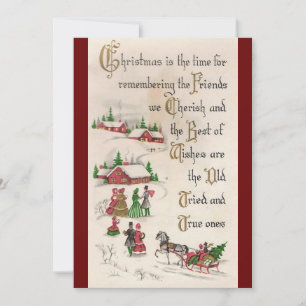 Retro Vintage Christmas Remembering Snow Scene Holiday Card