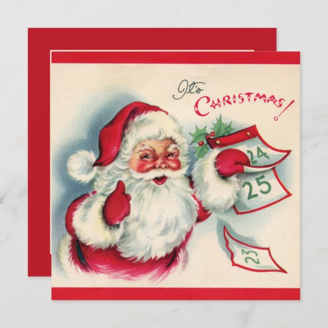 retro vintage Christmas Santa add information Invitation (Front/Back)