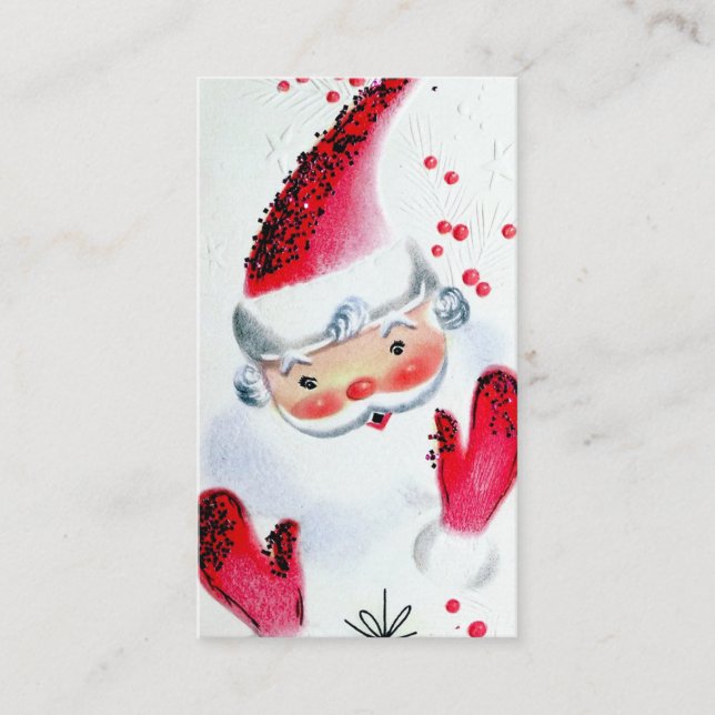 Retro Vintage Christmas Santa add message card (Front)