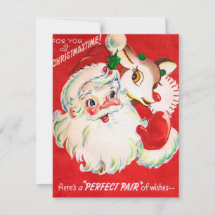 Retro Vintage Christmas Santa add message card