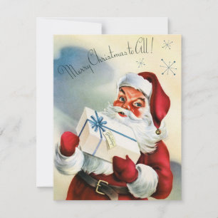 Retro Vintage Christmas Santa add name card