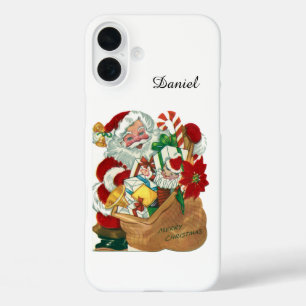 Retro vintage Christmas Santa iPhone 16 Plus Case
