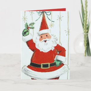 Retro Vintage Christmas Santa customisable card