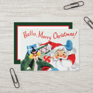 retro vintage Christmas Santa Holiday Business Card