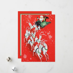 retro vintage Christmas Santa Holiday Card