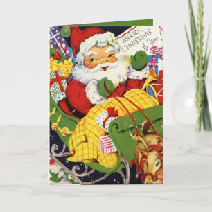 retro vintage Christmas Santa Holiday Card