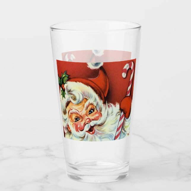 retro vintage Christmas Santa Holiday Glass (Front)