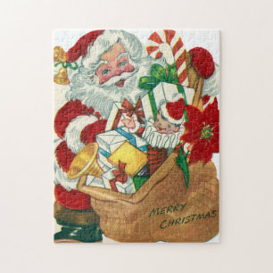 retro vintage Christmas Santa Holiday  Jigsaw Puzzle