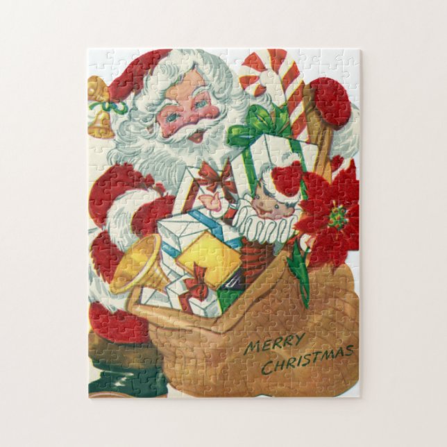 retro vintage Christmas Santa Holiday  Jigsaw Puzzle (Vertical)