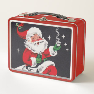 retro vintage Christmas Santa Holiday Metal Lunch Box