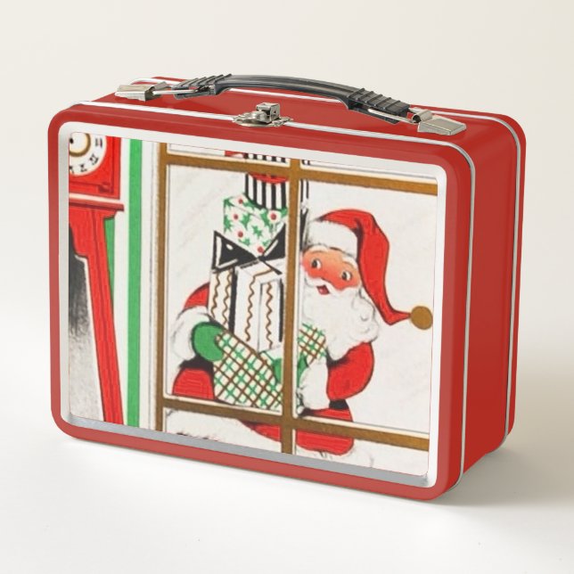 retro vintage Christmas Santa Holiday Metal Lunch Box (Front)