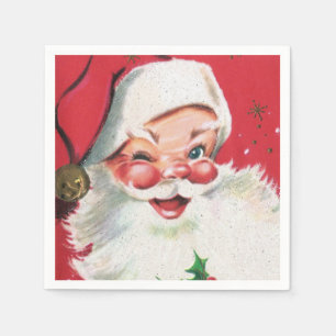 Retro vintage Christmas Santa Holiday Napkin