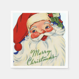 retro vintage Christmas Santa Holiday party Napkin