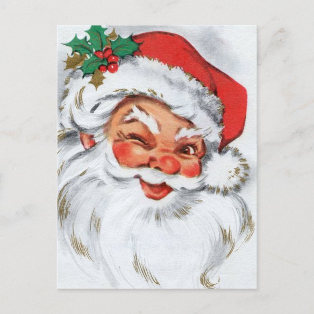 retro vintage Christmas Santa Holiday Postcard (Front)