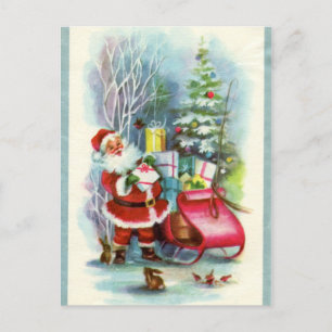 retro vintage Christmas Santa Holiday Postcard