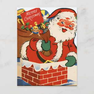retro vintage Christmas Santa Holiday Postcard