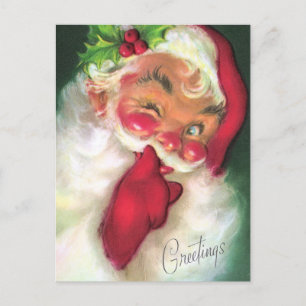retro vintage Christmas Santa Holiday Postcard