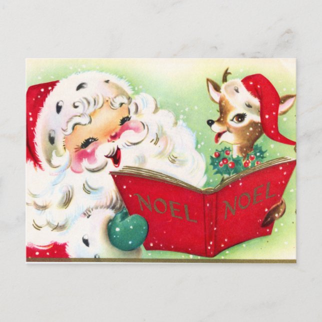 retro vintage Christmas Santa Holiday Postcard (Front)