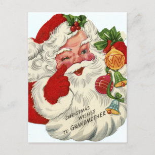 retro vintage Christmas Santa Holiday Postcard