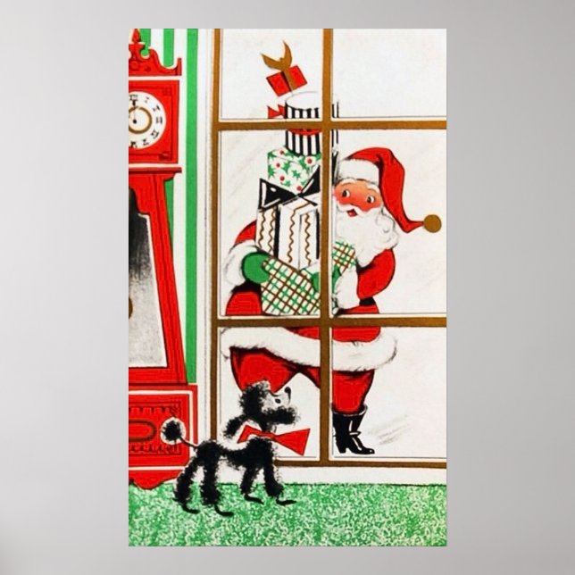 Retro vintage Christmas Santa Holiday poster (Front)