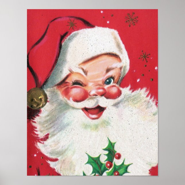Retro vintage Christmas Santa Holiday poster (Front)