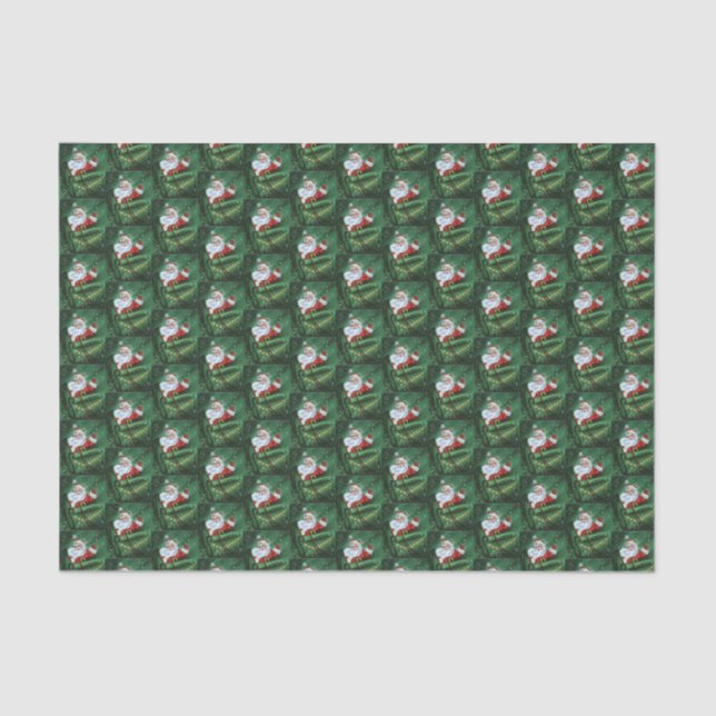 retro vintage Christmas Santa Holiday tiled  Tissue Paper (Front)